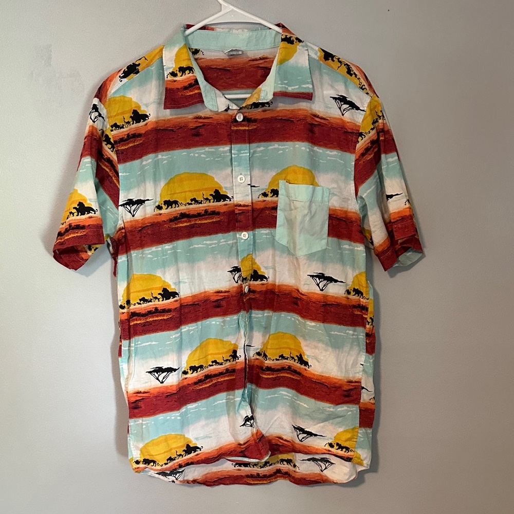 Disney Men's Multicolor Sunset Button Down Shirt
